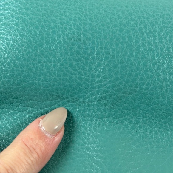 Coach Large Pebbled Leather Colorblock Derby Tote Bag Teal Navy F11833 READ - Picture 14 of 16